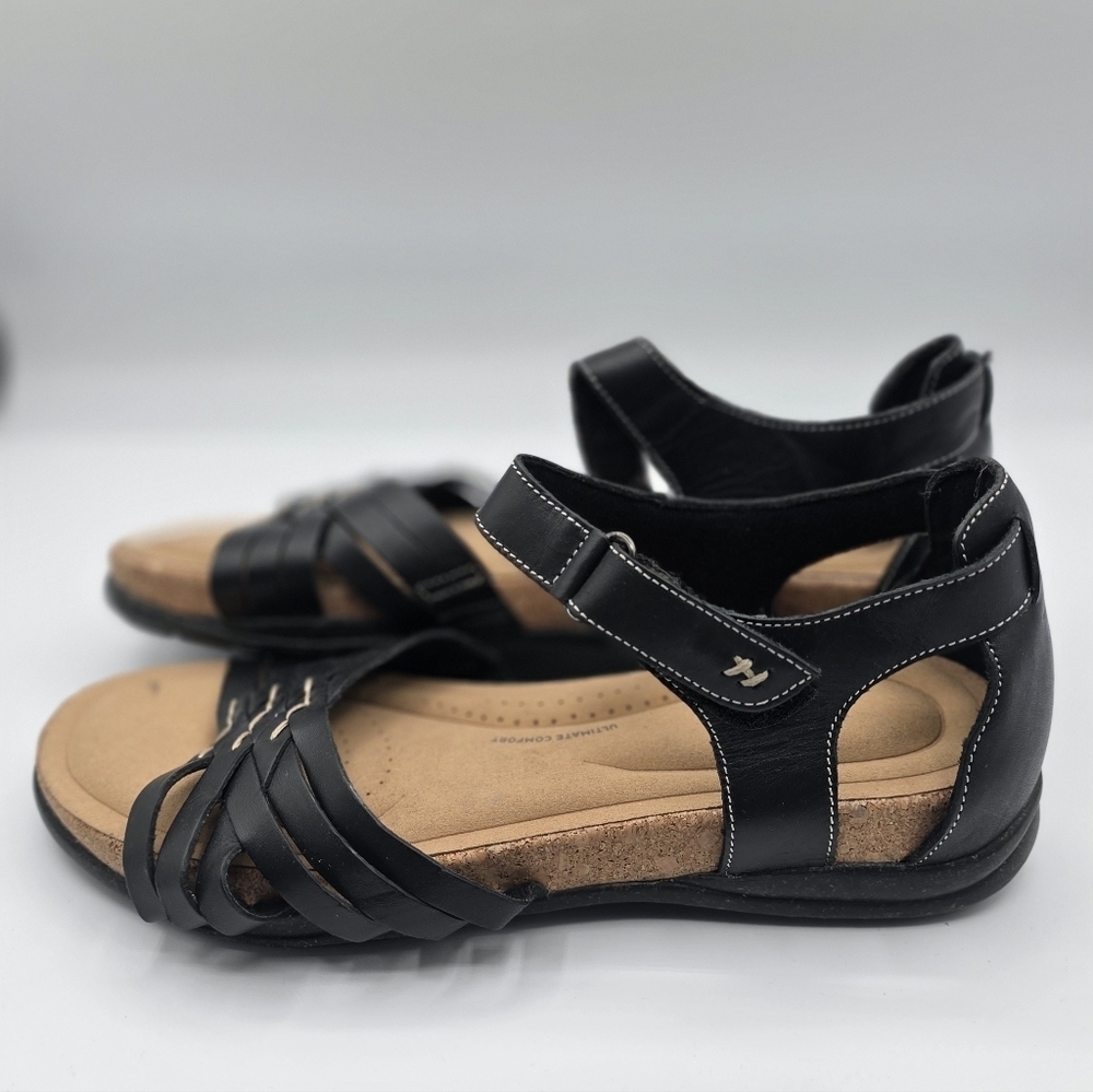 Clarks® Roseville Cove Women's Leather SandalsShoes Size 10 Black Cushioned - Picture 6 of 14